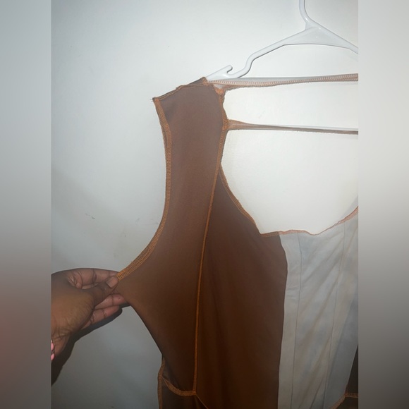 Fashion Nova Stitch one shoulder  Dress Tie Die Brown/Combo - Picture 7 of 8
